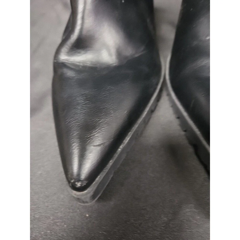 Charles David Black Leather Size 9.5 Platform Ankle Chelsea Deputy Boot Bootie
